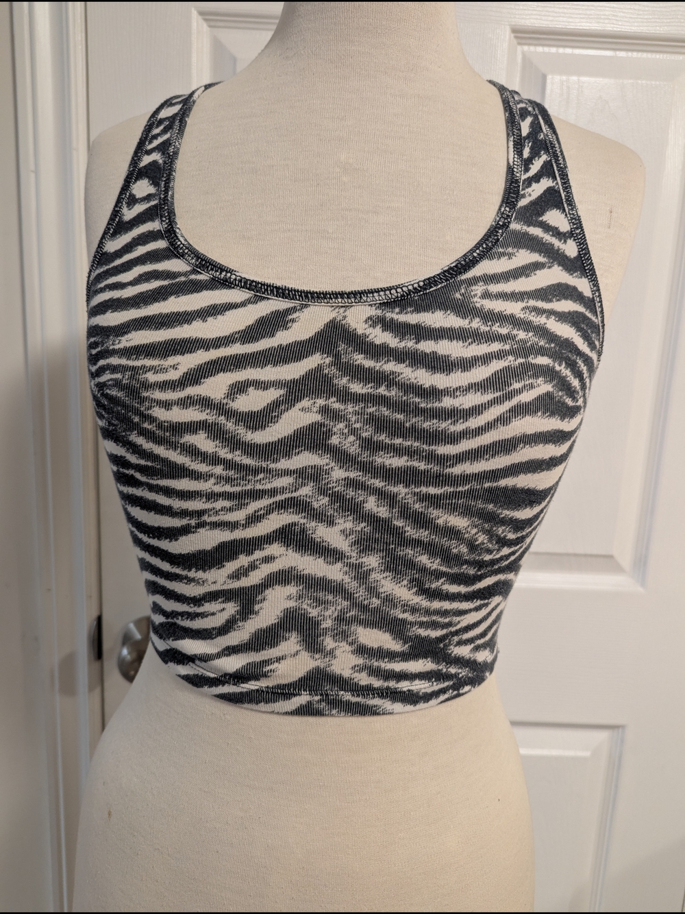 Garage Black and White Zebra Print Crop Tank